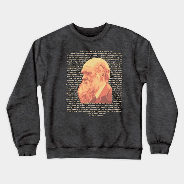 Charles Darwin Portrait and Quote Crewneck Sweatshirt by Slightly Unhinged